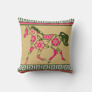 Floral Horse Throw Pillow