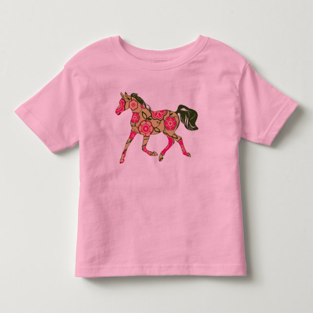 Floral Horse Toddler Ringer T-Shirt (Front)