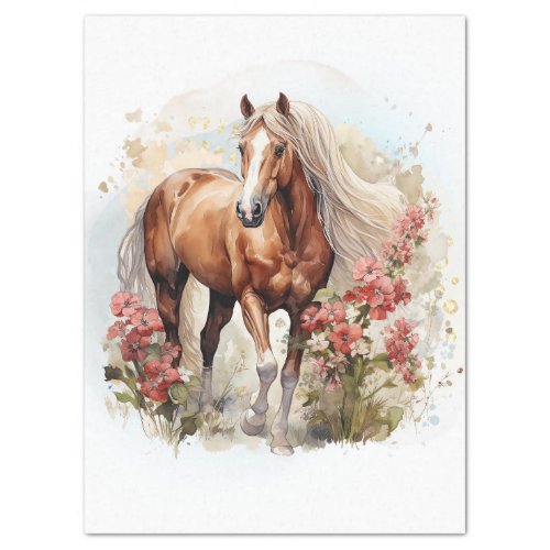 Floral Horse Watercolor Tissue Paper