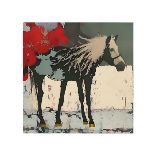 Floral Horse Wood Wall Art