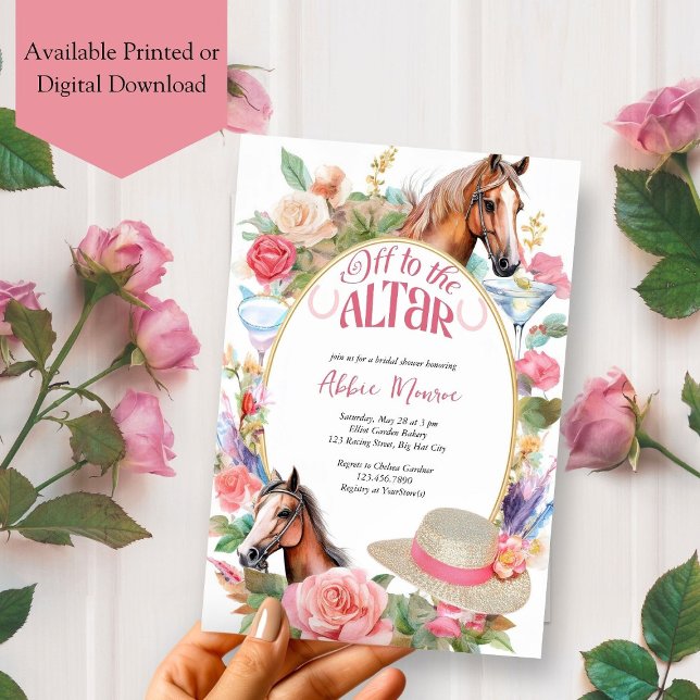 Floral Horses and Cocktails Derby Bridal Shower Invitation (Creator Uploaded)