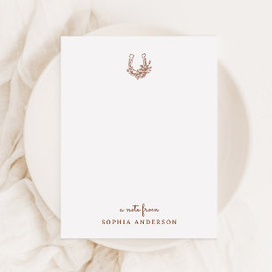 Floral Horseshoe Minimalist Chic Western Monogram Note Card