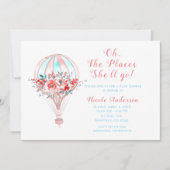 Floral Hot Air Baby Shower The Places She'll Go Invitation (Front)
