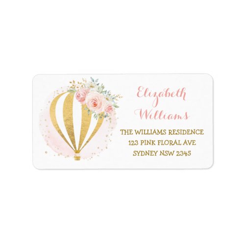 Floral Hot Air Balloon Adventure Return Address Label