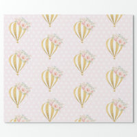 Floral Hot Air Balloon Baby Shower 1st Birthday Wrapping Paper