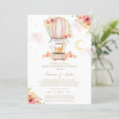 Floral Hot Air Balloon Baby Shower by Mail Animals Invitation (Standing Front)