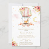 Floral Hot Air Balloon Baby Shower by Mail Animals Invitation (Front)