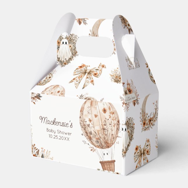 Floral Hot Air Balloon Baby Shower  Favor Boxes (Front Side)