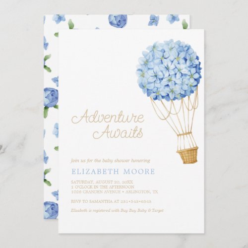 Floral Hot Air Balloon Baby Shower  Invitation