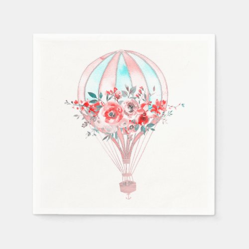 Floral Hot Air Balloon Easter Brunch Spring Party Napkins