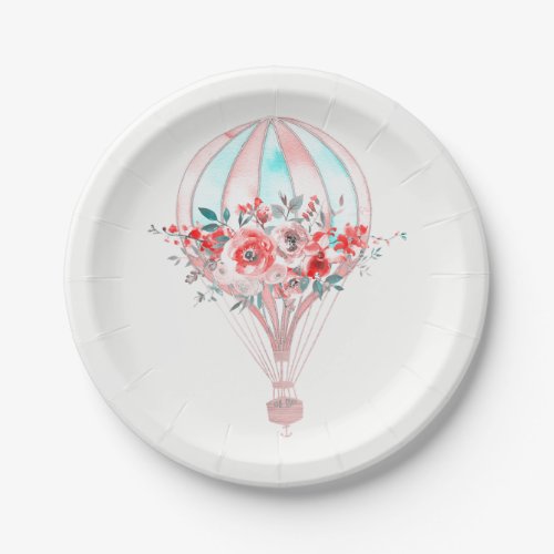 Floral Hot Air Balloon Easter Brunch Spring Party Paper Plates