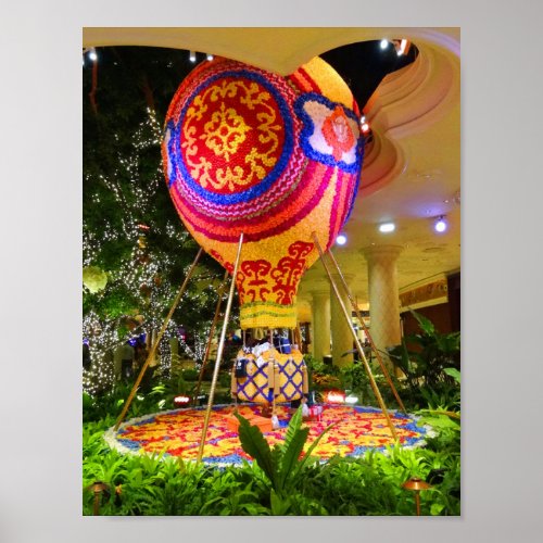 Floral Hot Air Balloon Poster