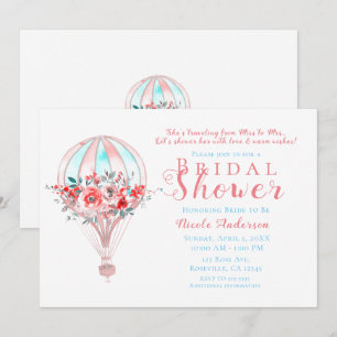 Floral Hot Air Spring Traveling Bridal Shower Invitation