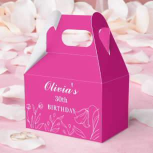 Floral Hot Pink 30th Birthday Elegant Favor Boxes