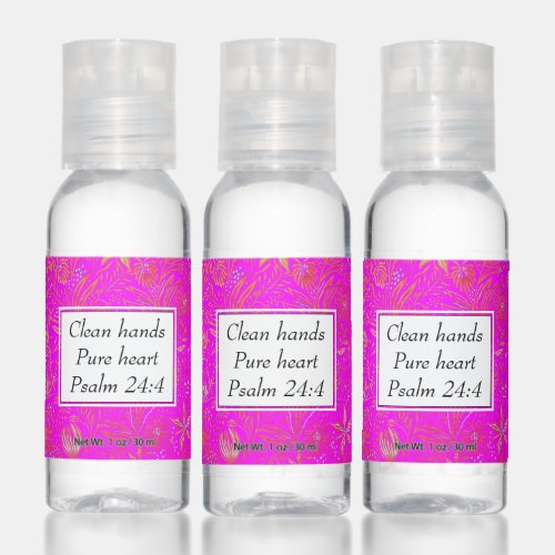 Floral  Hot Pink  CLEAN HANDS PURE HEART Psalm Hand Sanitizer