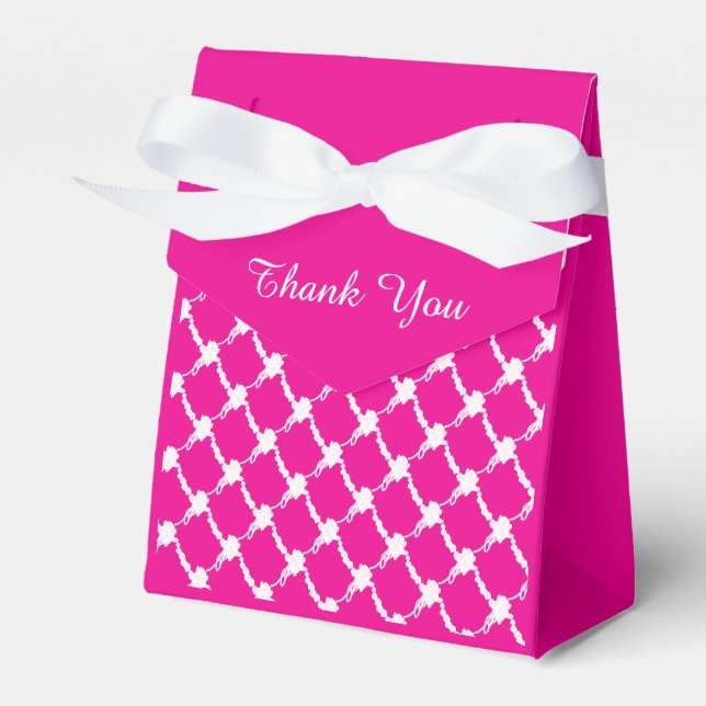  Floral Hot Pink  Design Favor Boxes (Front Side)