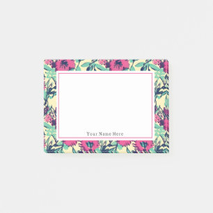 Floral Hot Pink Pattern Post-it Notes