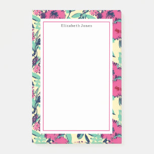 Floral Hot Pink Pattern Post-it Notes
