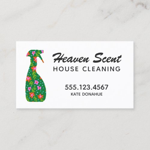 Floral   House  Cleaner Cleaning Service  Business Card