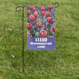 Floral House Number and Street Name Garden Flag