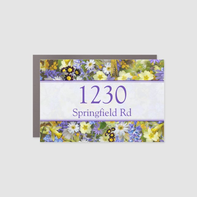 Floral House Number Mailbox Address Magnet (Front)