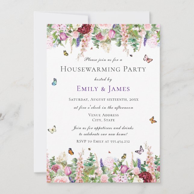 Floral Housewarming Party Invitation (Front)