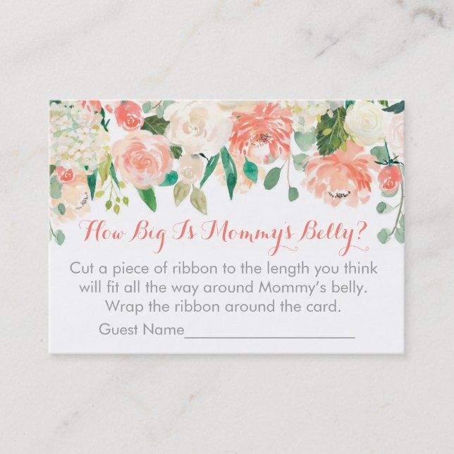 Floral How Big Is Mommy's Belly Game Calling Card (Front)