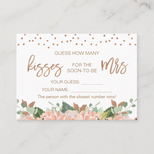 Floral how many kisses for the soon to be Mrs game Business Card