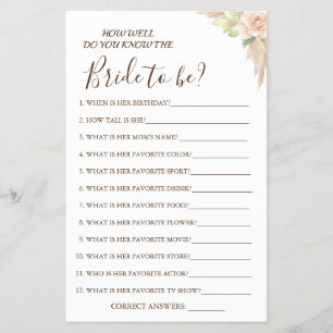 Floral How well do you know bride game card Flyer