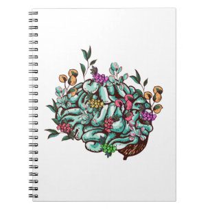 Floral Human Brain Mental Health Awareness  Notebook