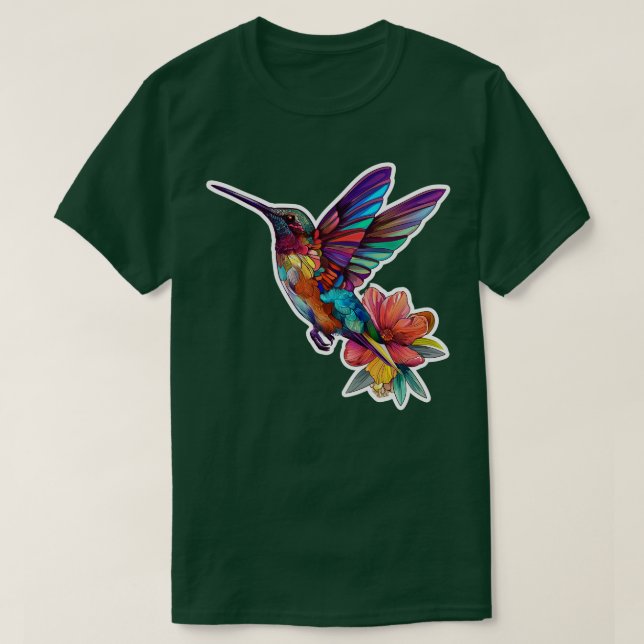 Floral Humming Bird T-Shirt (Design Front)