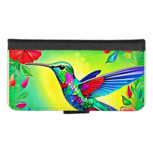 Floral Hummingbird Art Design iPhone 8/7 Wallet Case