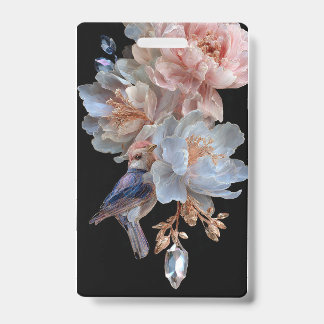 Floral Hummingbird Badge