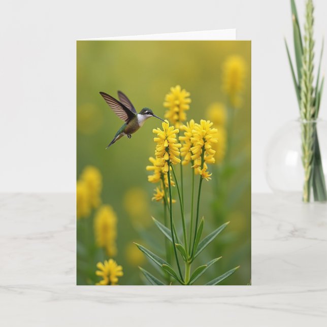 Floral Hummingbird Card (Front)