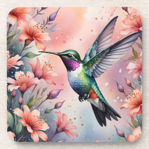 floral hummingbird coaster