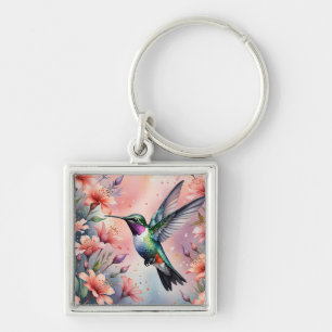floral hummingbird keychain