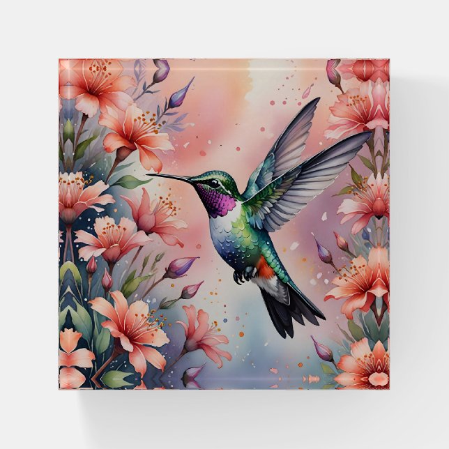 floral hummingbird paperweight (Front)