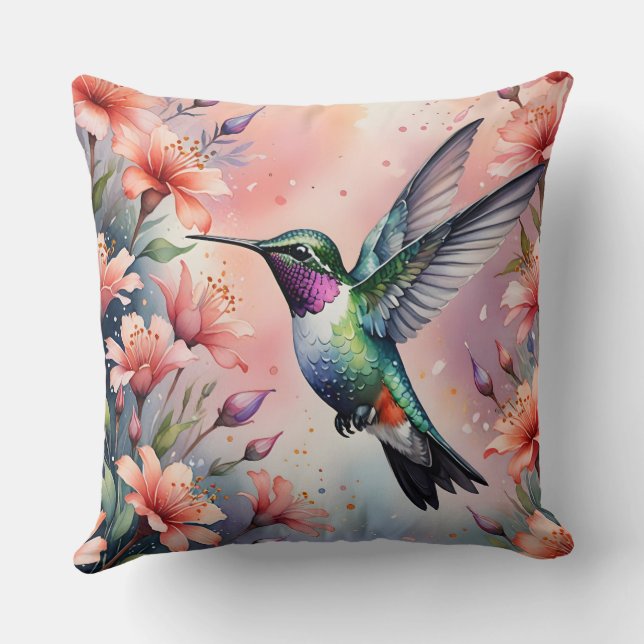 floral hummingbird pillow (Back)