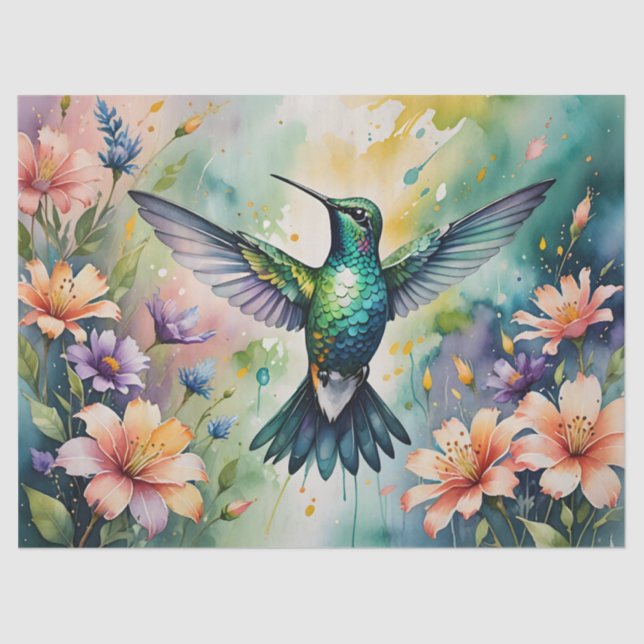 floral hummingbird tissue paper (Front)