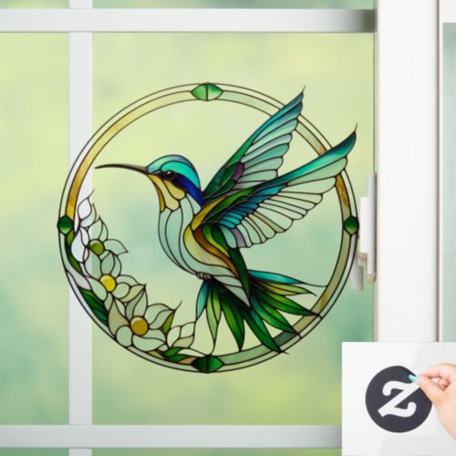 Floral Hummingbird Window Cling