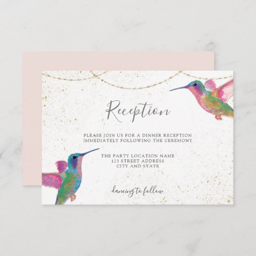 Floral Hummingbirds Watercolor Reception Card