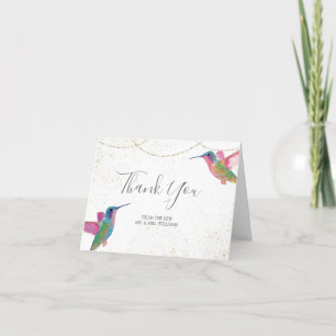 Floral Hummingbirds Watercolor Thank You Card