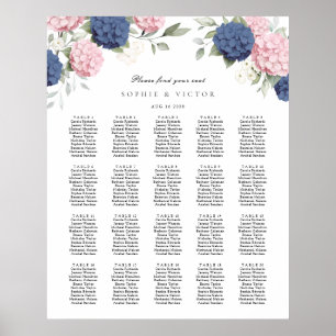 Floral Hydrangea 20 Table Wedding Seating Chart