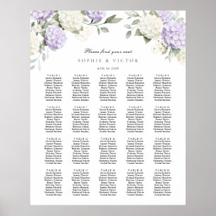 Floral Hydrangea 20 Table Wedding Seating Chart