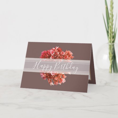 Floral Hydrangea Flower Bouquet Orange Birthday Card
