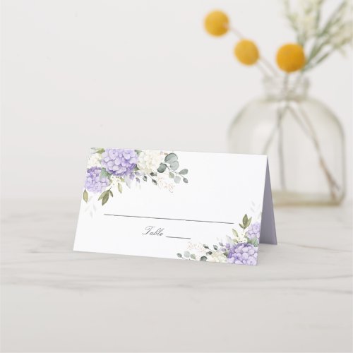 Floral Hydrangea Greenery Wedding Place Card