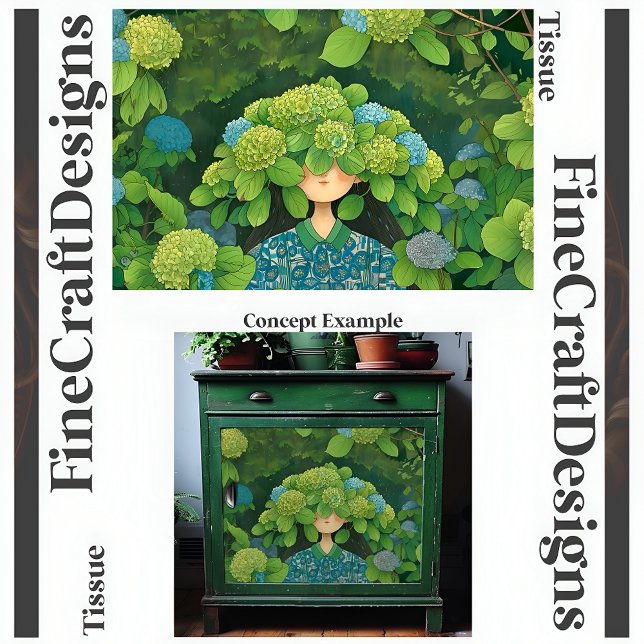 Floral Hydrangea Hat Fun Garden Decoupage Left 146 Tissue Paper (Creator Uploaded)