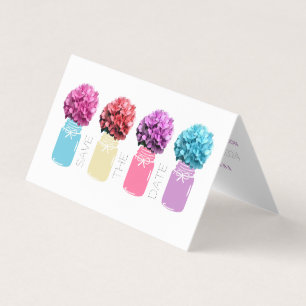Floral Hydrangea Mason Jars Save The Date Card