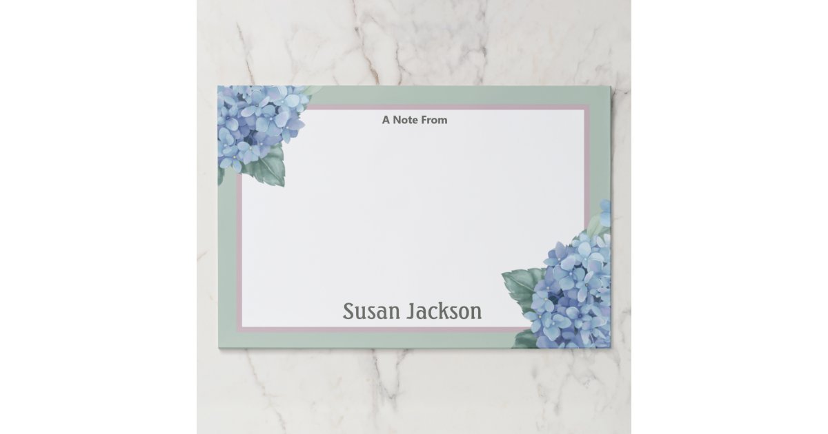 Floral Hydrangea Pink and Blue Personalized Paper Pad | Zazzle