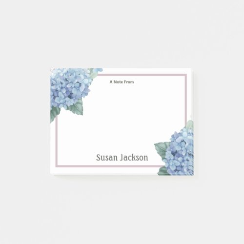 Floral Hydrangea Pink and Blue Personalized  Post_it Notes